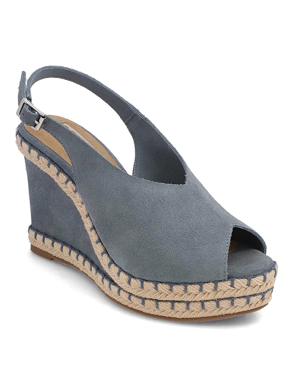 MIA Slate Blue Suede Espadrille Wedge Slingback